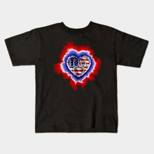 glowing heart within hearts American flag Kids T-Shirt